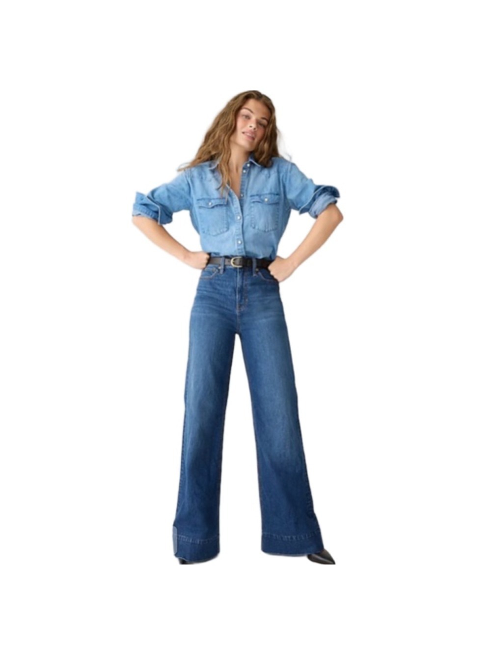 J.Crew Wide-Leg Trouser Jeans Medium Wash Denim High Rise Fair Trade 32 x 31